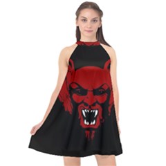 Dracula Halter Neckline Chiffon Dress  by Valentinaart