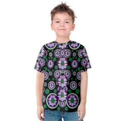 Fantasy Flower Forest  In Peacock Jungle Wood Kids  Cotton Tee