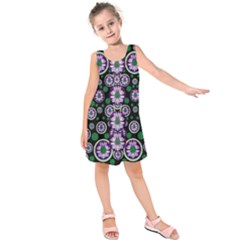 Fantasy Flower Forest  In Peacock Jungle Wood Kids  Sleeveless Dress by pepitasart