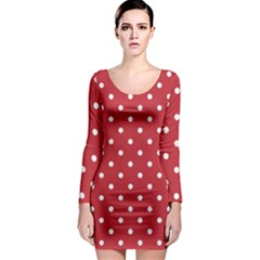 Red Polka Dots Long Sleeve Bodycon Dress by LokisStuffnMore