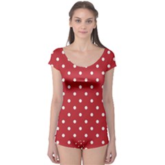 Red Polka Dots Boyleg Leotard  by LokisStuffnMore