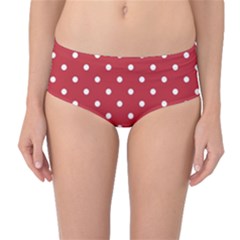 Red Polka Dots Mid-waist Bikini Bottoms by LokisStuffnMore