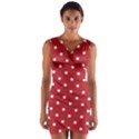 Red Polka Dots Wrap Front Bodycon Dress View1