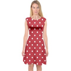 Red Polka Dots Capsleeve Midi Dress by LokisStuffnMore