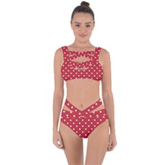 Red Polka Dots Bandaged Up Bikini Set 