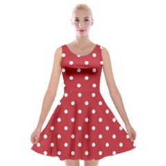 Red Polka Dots Velvet Skater Dress by LokisStuffnMore