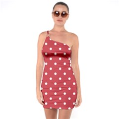 Red Polka Dots One Soulder Bodycon Dress by LokisStuffnMore