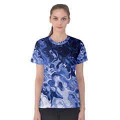 Blue Waves Abstract Art Women s Cotton Teecotton Tee