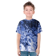 Blue Waves Abstract Art Kids  Cotton Tee