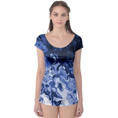 Blue Waves Abstract Art Boyleg Leotard  by LokisStuffnMore