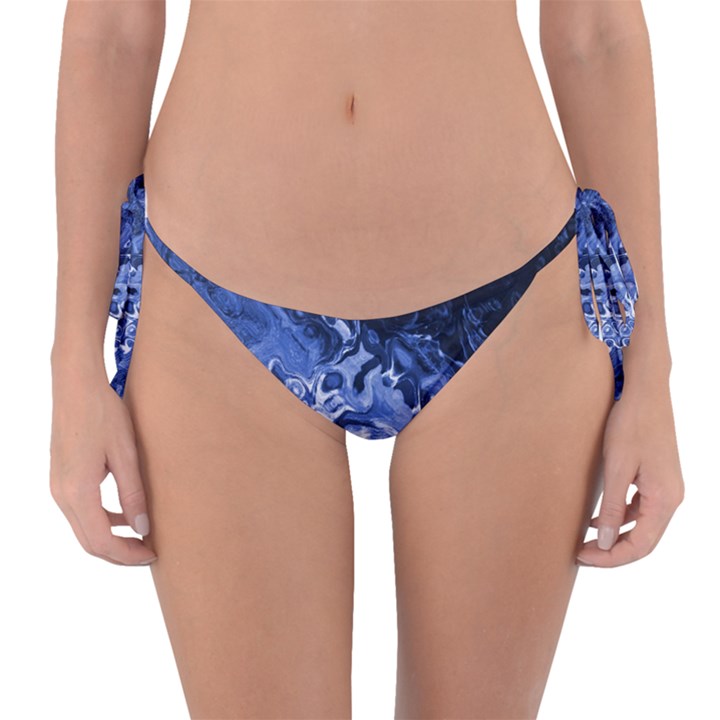 Blue Waves Abstract Art Reversible Bikini Bottom