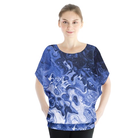 Blue Waves Abstract Art Blouse by LokisStuffnMore