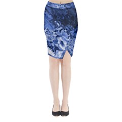 Blue Waves Abstract Art Midi Wrap Pencil Skirt by LokisStuffnMore