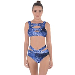 Blue Waves Abstract Art Bandaged Up Bikini Set 