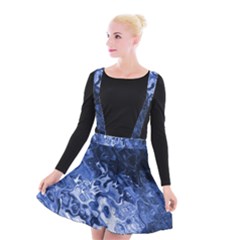 Blue Waves Abstract Art Suspender Skater Skirt by LokisStuffnMore