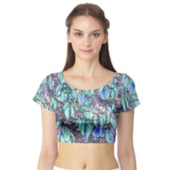 Colored Pencil Tree Leaves Drawing Short Sleeve Crop Top (tight Fit) by LokisStuffnMore