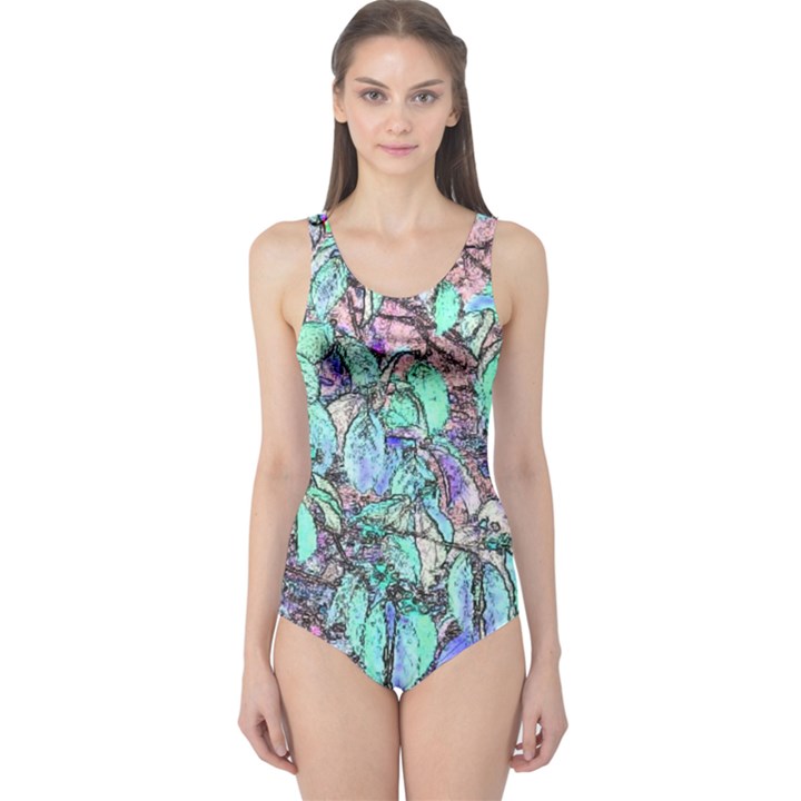 Colored Pencil Tree Leaves Drawing One Piece Swimsuit