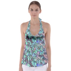 Colored Pencil Tree Leaves Drawing Babydoll Tankini Top