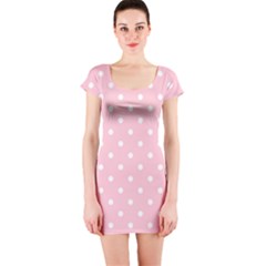 Pink Polka Dots Short Sleeve Bodycon Dress by LokisStuffnMore