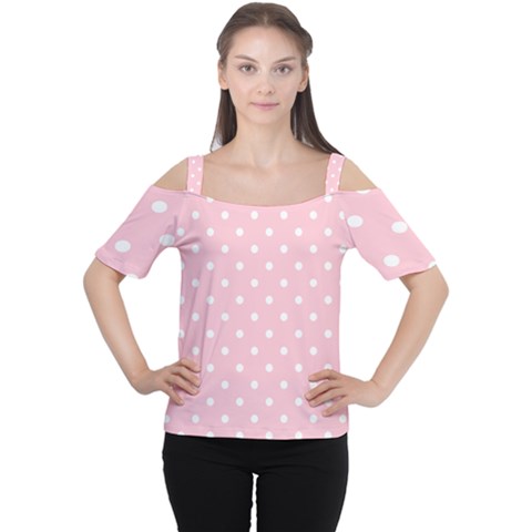 Pink Polka Dots Women s Cutout Shoulder Tee by LokisStuffnMore