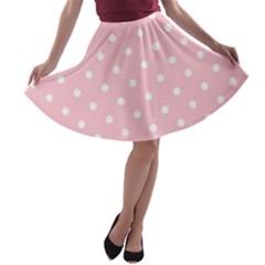 Pink Polka Dots A-line Skater Skirt by LokisStuffnMore