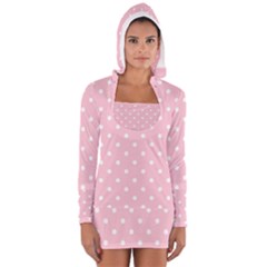 Pink Polka Dots Women s Long Sleeve Hooded T-shirt by LokisStuffnMore