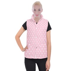 Pink Polka Dots Women s Button Up Puffer Vest