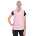 Pink Polka Dots Women s Button Up Puffer Vest View1