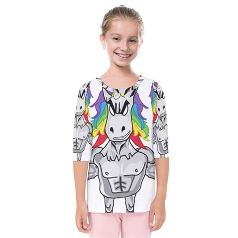 Angry Unicorn Kids  Quarter Sleeve Raglan Tee by KAllan