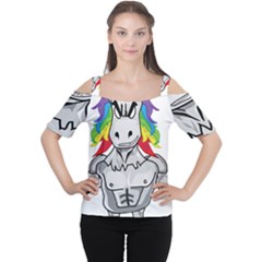 Angry Unicorn Women s Cutout Shoulder Tee