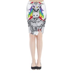 Angry Unicorn Midi Wrap Pencil Skirt