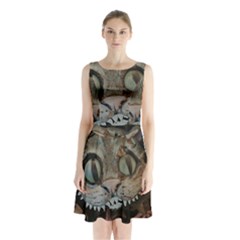 Cheshire Cat Sleeveless Waist Tie Chiffon Dress by KAllan