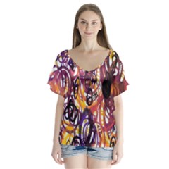 Autumnn Rainbow Flutter Sleeve Top