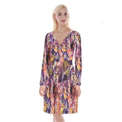 Autumnn Rainbow Long Sleeve Velvet Front Wrap Dress by Mariart