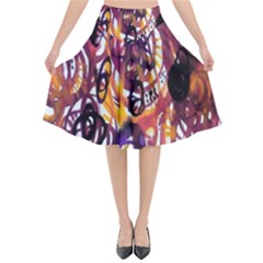 Autumnn Rainbow Flared Midi Skirt