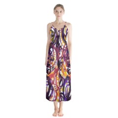 Autumnn Rainbow Button Up Chiffon Maxi Dress