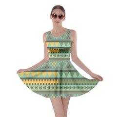 Bezold Effect Traditional Medium Dimensional Symmetrical Different Similar Shapes Triangle Green Yel Skater Dress by Mariart