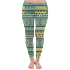 Bezold Effect Traditional Medium Dimensional Symmetrical Different Similar Shapes Triangle Green Yel Classic Winter Leggings by Mariart