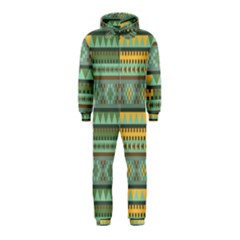 Bezold Effect Traditional Medium Dimensional Symmetrical Different Similar Shapes Triangle Green Yel Hooded Jumpsuit (kids) by Mariart