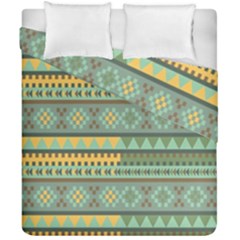 Bezold Effect Traditional Medium Dimensional Symmetrical Different Similar Shapes Triangle Green Yel Duvet Cover Double Side (california King Size) by Mariart