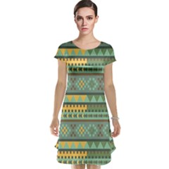 Bezold Effect Traditional Medium Dimensional Symmetrical Different Similar Shapes Triangle Green Yel Cap Sleeve Nightdress by Mariart