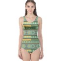 Bezold Effect Traditional Medium Dimensional Symmetrical Different Similar Shapes Triangle Green Yel One Piece Swimsuit View1