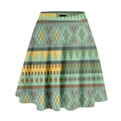 Bezold Effect Traditional Medium Dimensional Symmetrical Different Similar Shapes Triangle Green Yel High Waist Skirt by Mariart