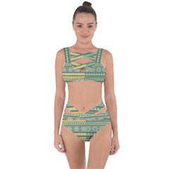 Bezold Effect Traditional Medium Dimensional Symmetrical Different Similar Shapes Triangle Green Yel Bandaged Up Bikini Set 