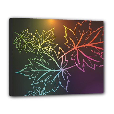 Beautiful Maple Leaf Neon Lights Leaves Marijuana Canvas 14  X 11  by Mariart