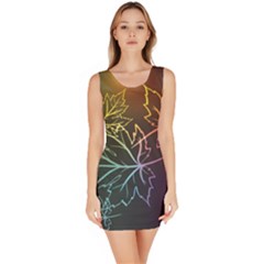 Beautiful Maple Leaf Neon Lights Leaves Marijuana Sleeveless Bodycon Dress by Mariart