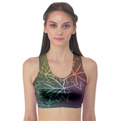 Beautiful Maple Leaf Neon Lights Leaves Marijuana Sports Bra by Mariart