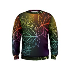 Beautiful Maple Leaf Neon Lights Leaves Marijuana Kids  Sweatshirt by Mariart