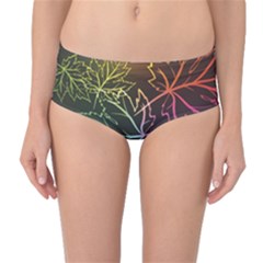 Beautiful Maple Leaf Neon Lights Leaves Marijuana Mid-waist Bikini Bottoms