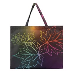 Beautiful Maple Leaf Neon Lights Leaves Marijuana Zipper Large Tote Bag